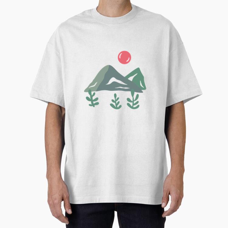 Abstract Mountain Landscape Illustration With Vibrant Sun T-Shirt