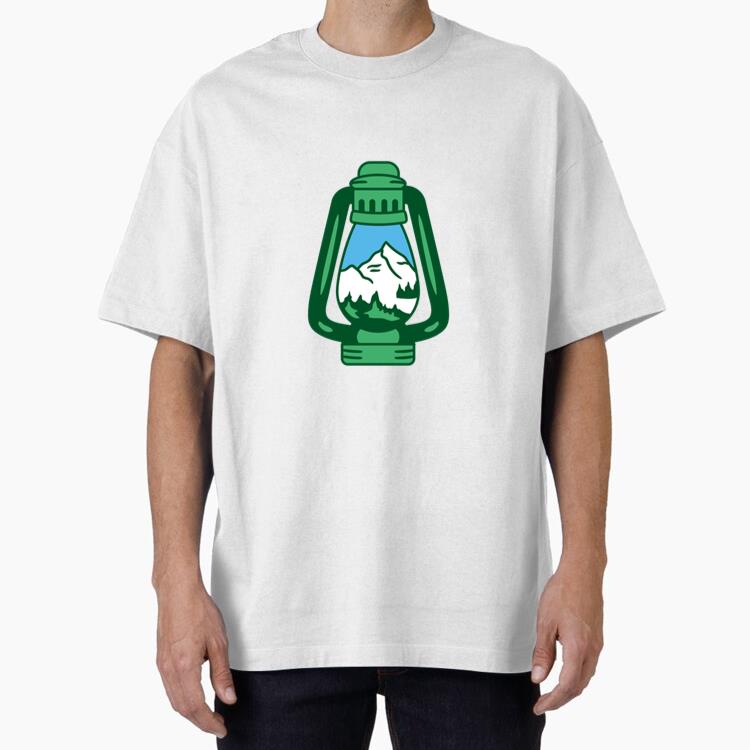Green Lamp With Mountain Scenery Design T-Shirt
