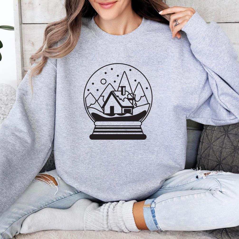 Mountain Cottage Snow Globe Stroke Sweatshirt