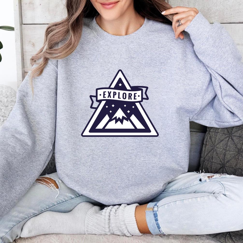 Mountain Explore Camping Triangle Badge Sweatshirt
