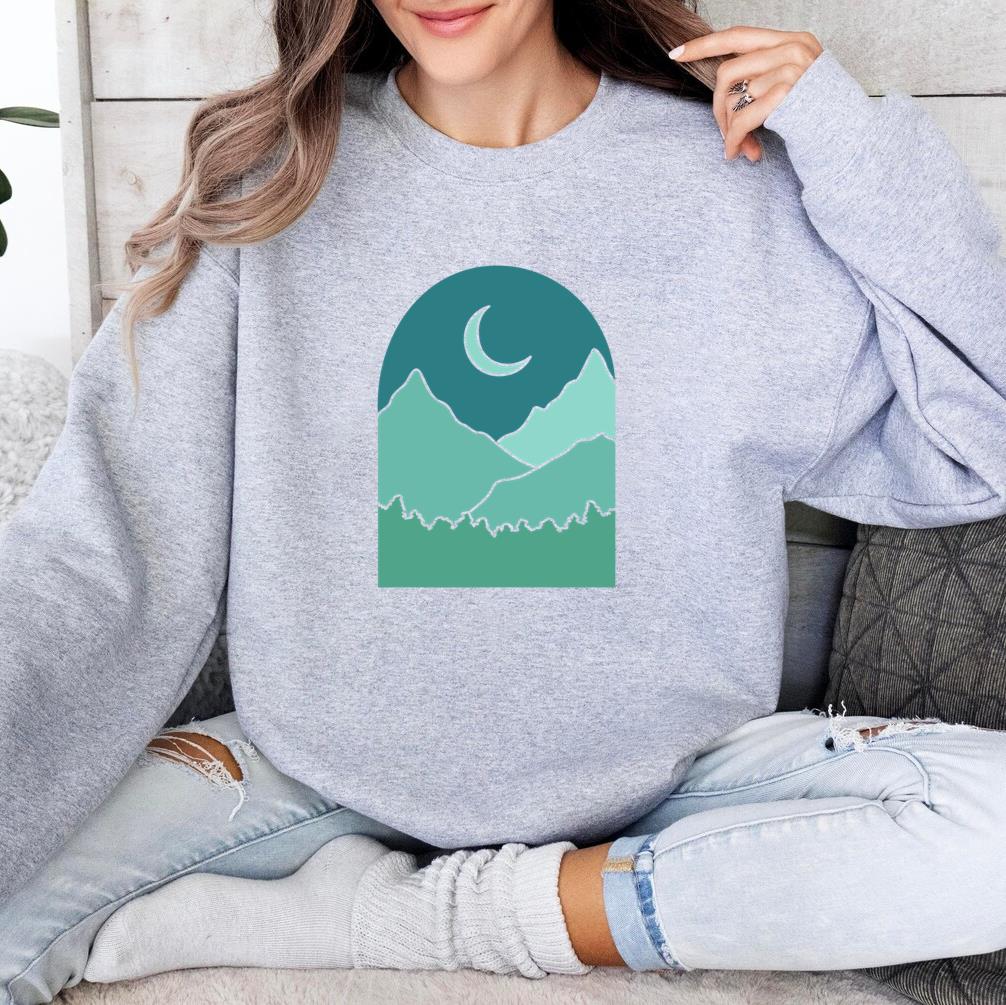 Mountain Landscape With A Moon And Trees Sweatshirt
