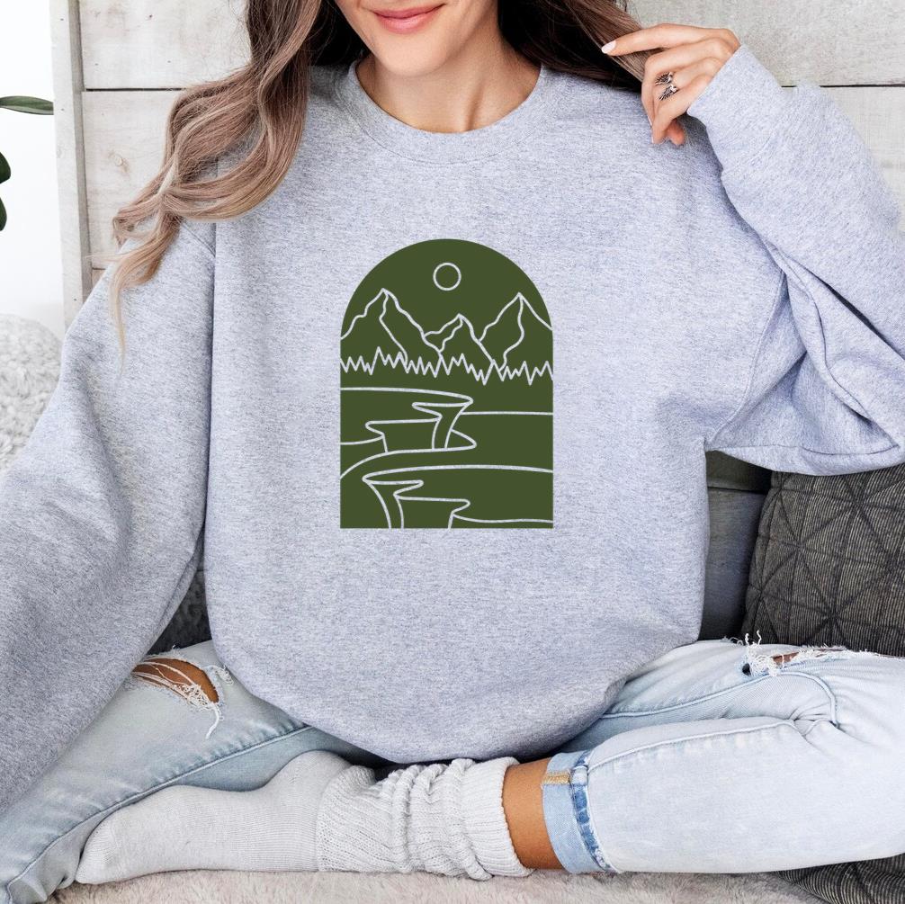 Mountain Landscape With A Sun In The Background Sweatshirt
