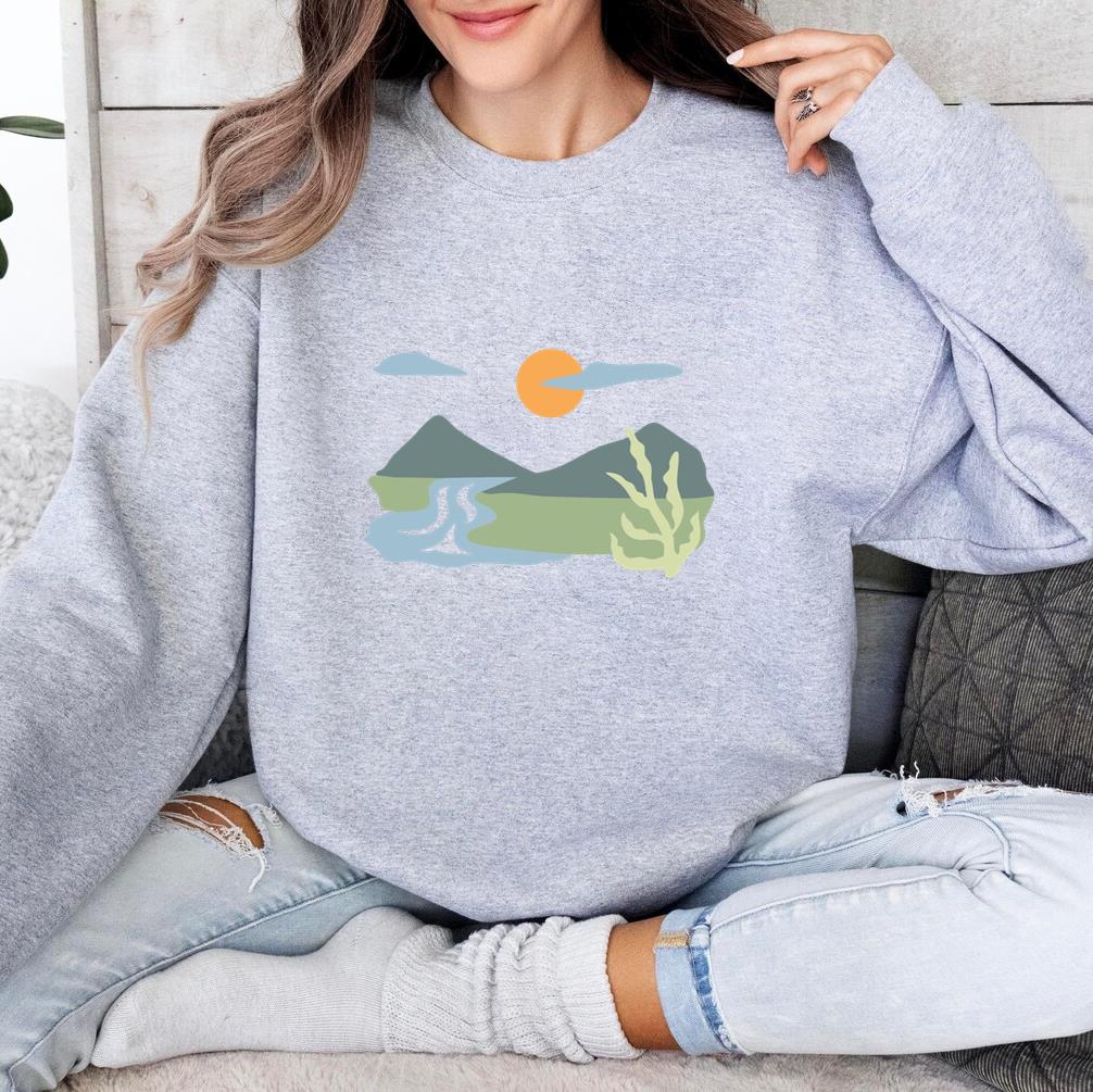 Mountain Landscape With Sunset Design Sweatshirt