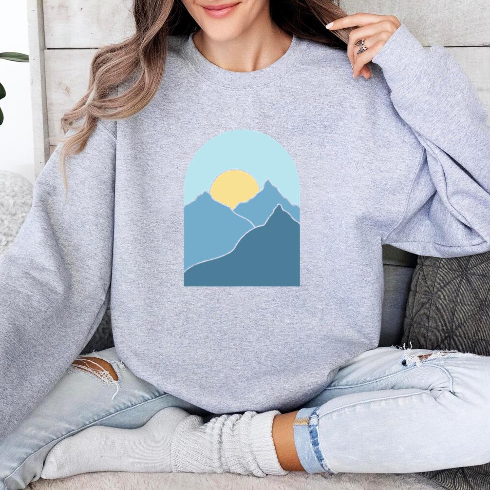 Mountain Range With A Sun In The Middle Of It Sweatshirt